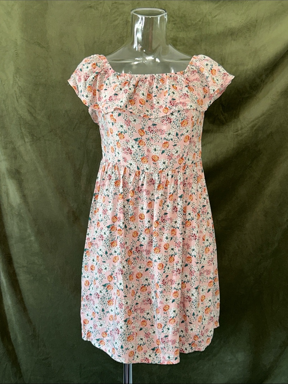 Floral Pink Off-Shoulder Casual Sundress